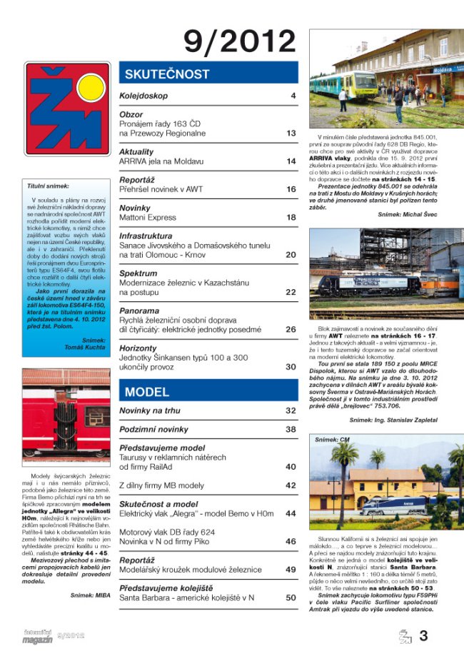 Železniční magazín 9/2012 obsah